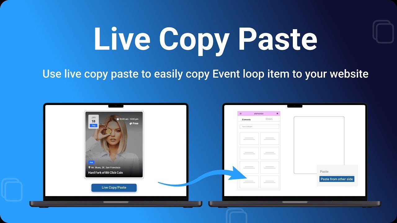Widget Item Copy Paste Button   || Events Widgets Pro for Elementor & The Event Calendar