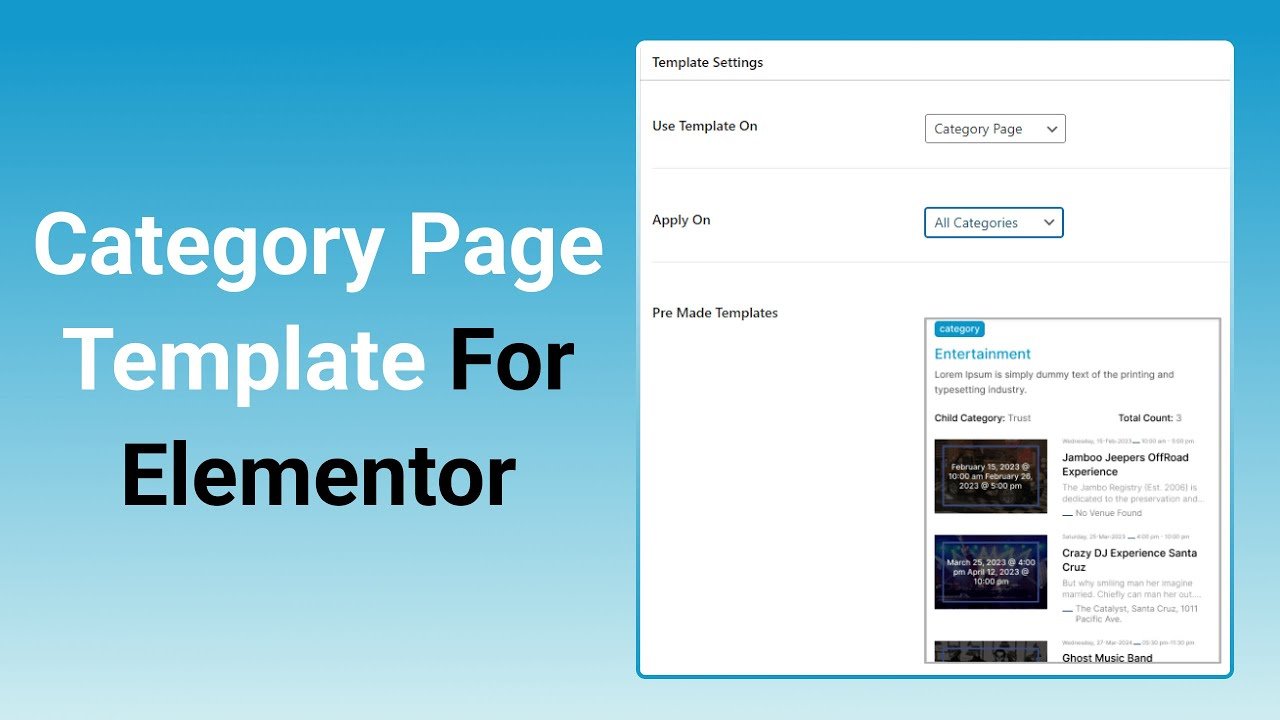 Category Page templates || Event Single Page Builder Pro For The Events Calendar