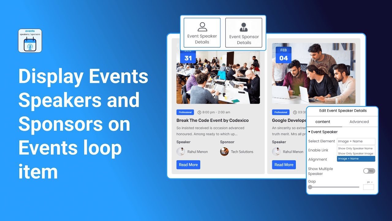 Display Event Speakers & Sponsors with Events Widget Pro
