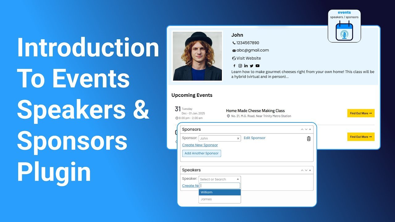 Introduction || Events Speakers and Sponsors For The Events Calendar