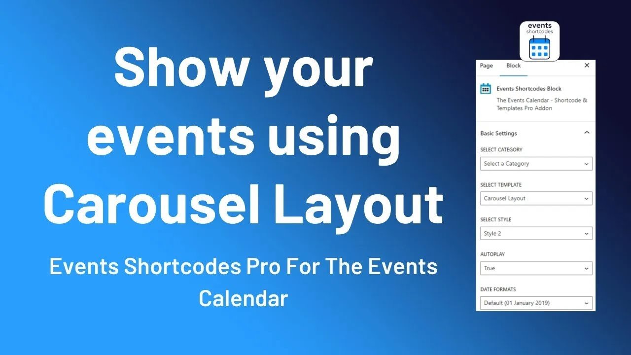 Carousel Layout || Events Shortcodes Pro For The Events Calendar
