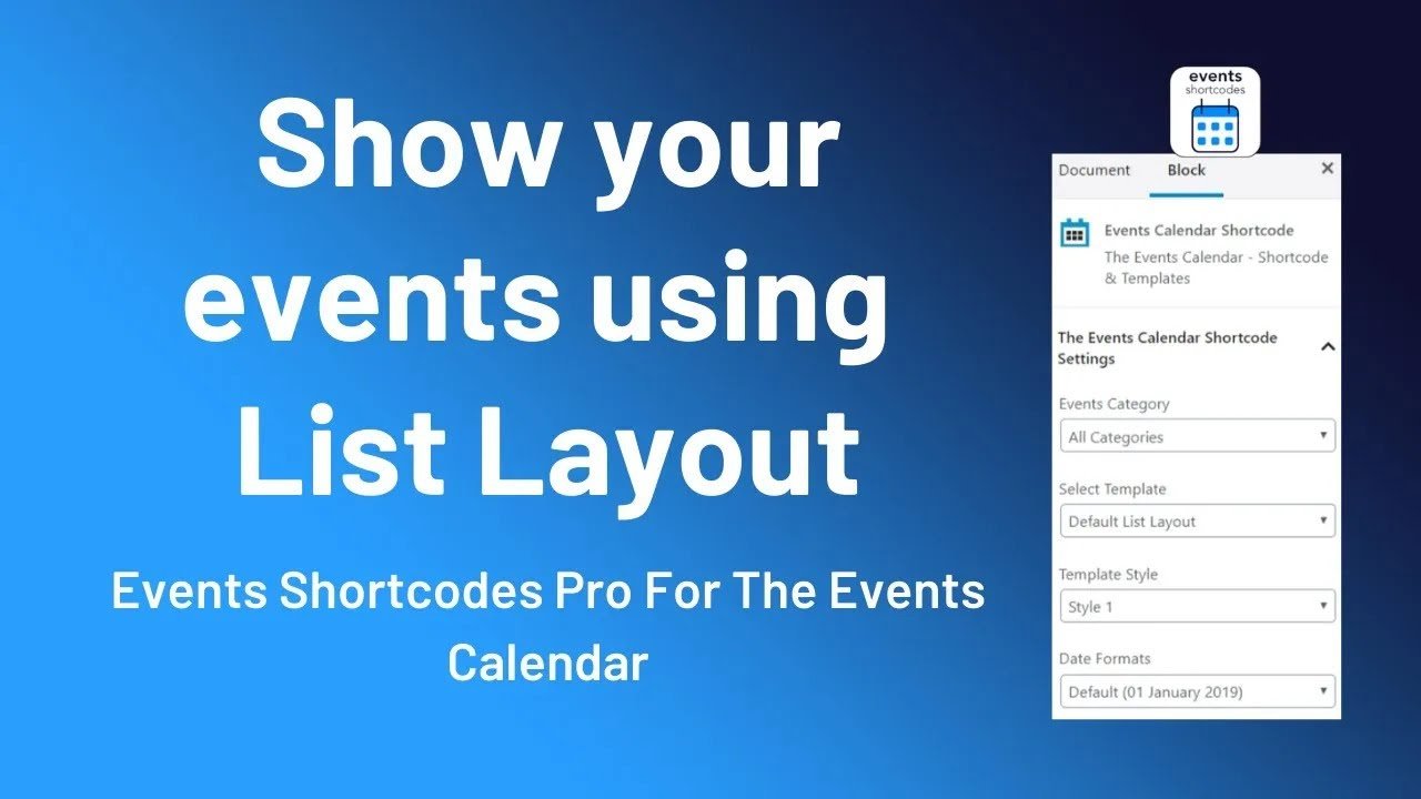 List Layout || Events Shortcodes Pro For The Events Calendar