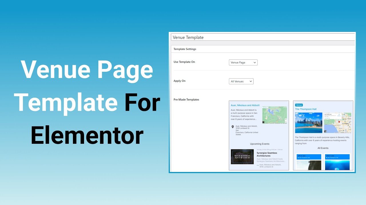 Venue Page templates || Event Single Page Builder Pro For The Events Calendar