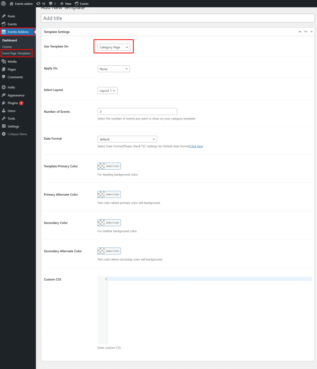 category page non-elementor template