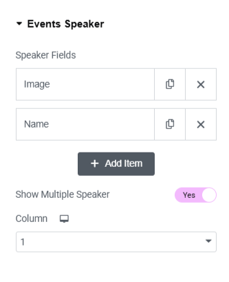 event speaker and sponsor settings